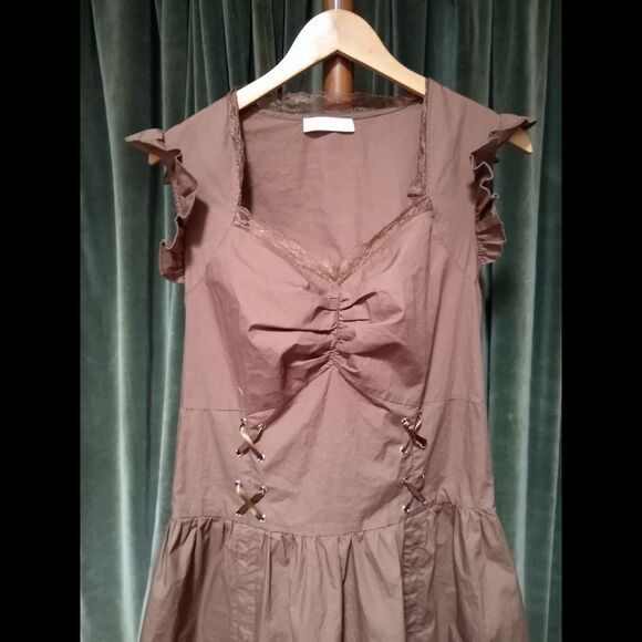 Belle Poque Renaissance Fair Brown Lace Barmaid Corset Dress XL Steampunk/Pirate - Picture 3 of 8